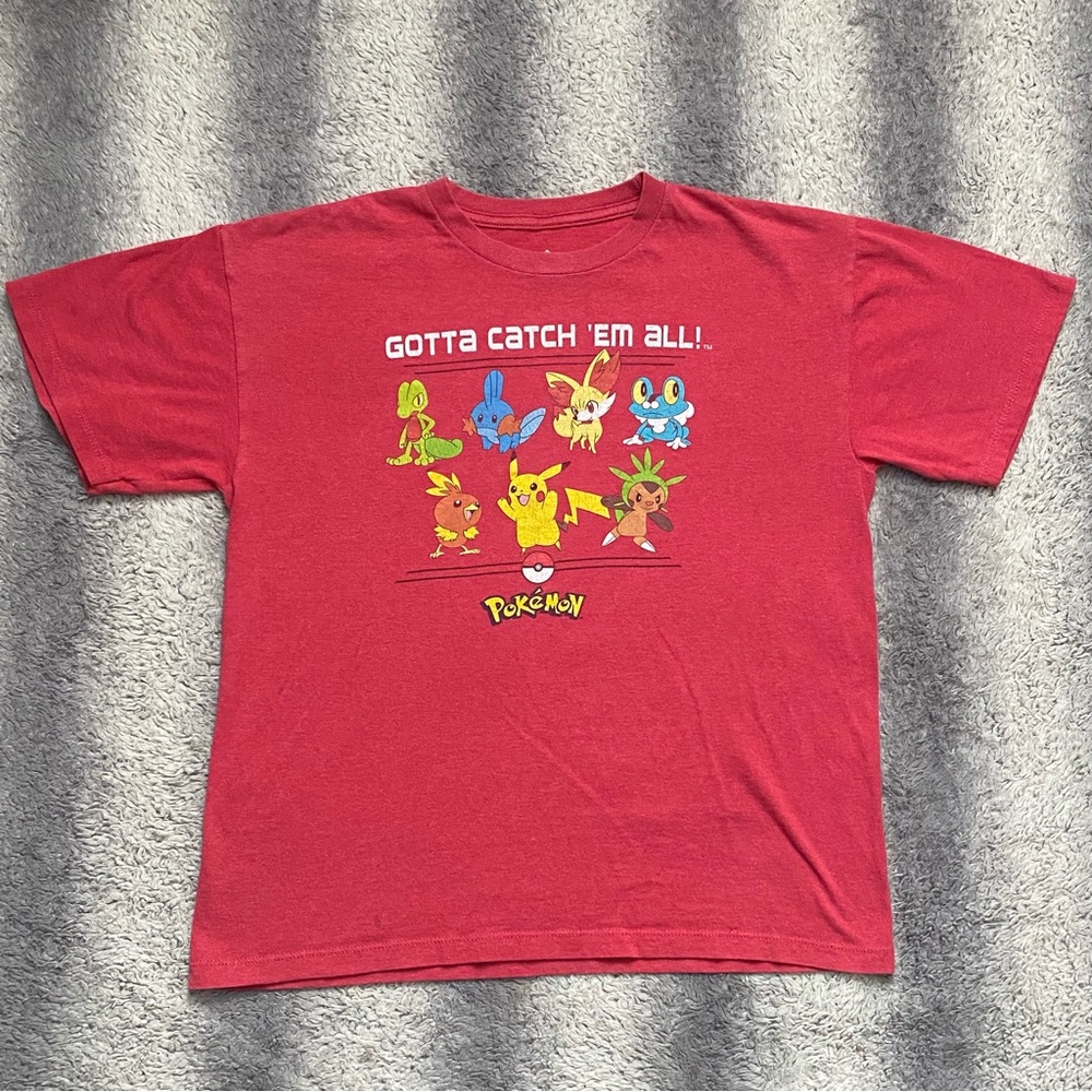 Pokémon Gotta Catch Them All Tee Shirt Mens Large Red Multi Characters Pikachu